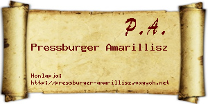 Pressburger Amarillisz névjegykártya
